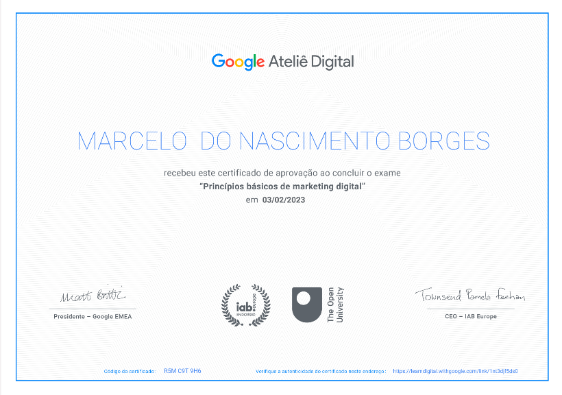 Certificado Google Marketing Digital